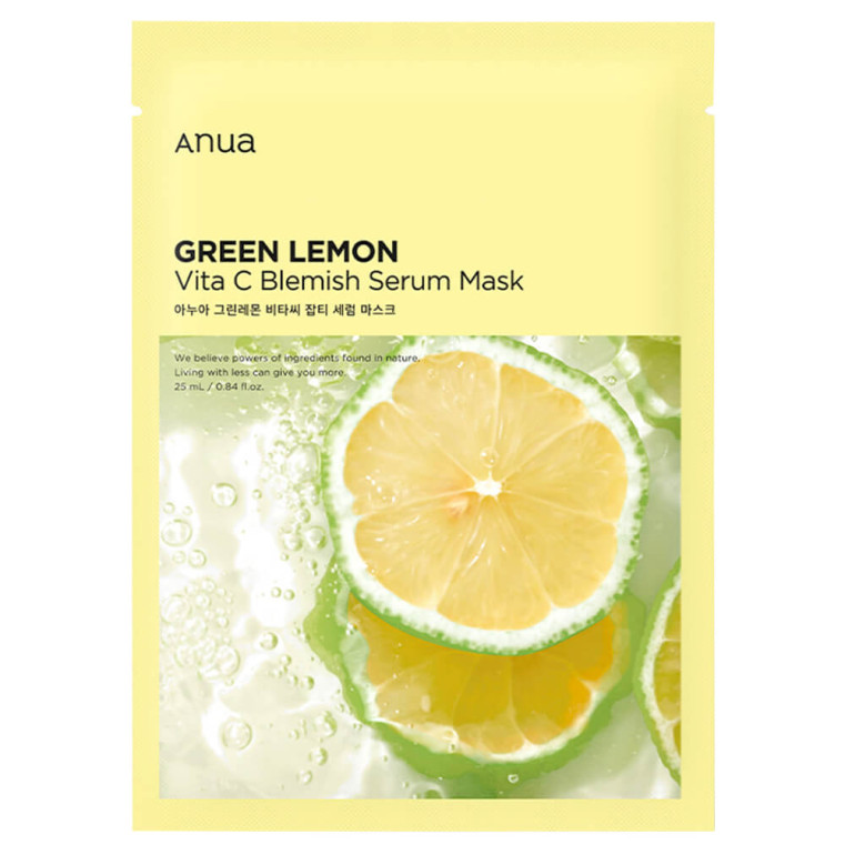 Anua Green Lemon Vita C Blemish Serum Mask Осветляющая тканевая маска с зелёным лимоном
