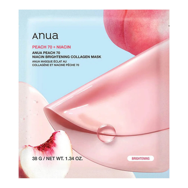 Anua Peach 70 Niacin Brightening Collagen Mask Осветляющая гидрогелевая маска с персиком