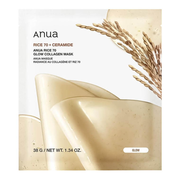 Anua Rice 70 Glow Collagen Mask Гидрогелевая маска для сияния кожи с рисом