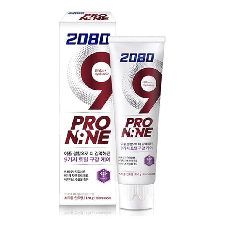 Dental Clinic 2080 Pro Nine Toothpaste Bifidus+Hyaluronic Отбеливающая мятная зубная паста с пробиотиками и гиалуроновой кислотой