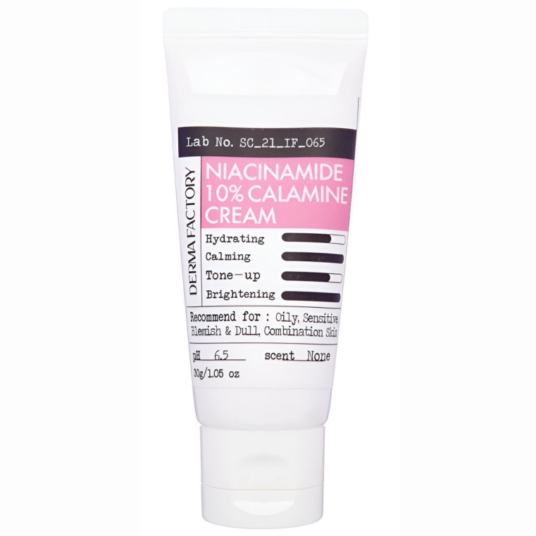 Derma Factory Niacinamide 10% Calamine Cream Себорегулирующий крем для лица с ниацинамидом и каламином