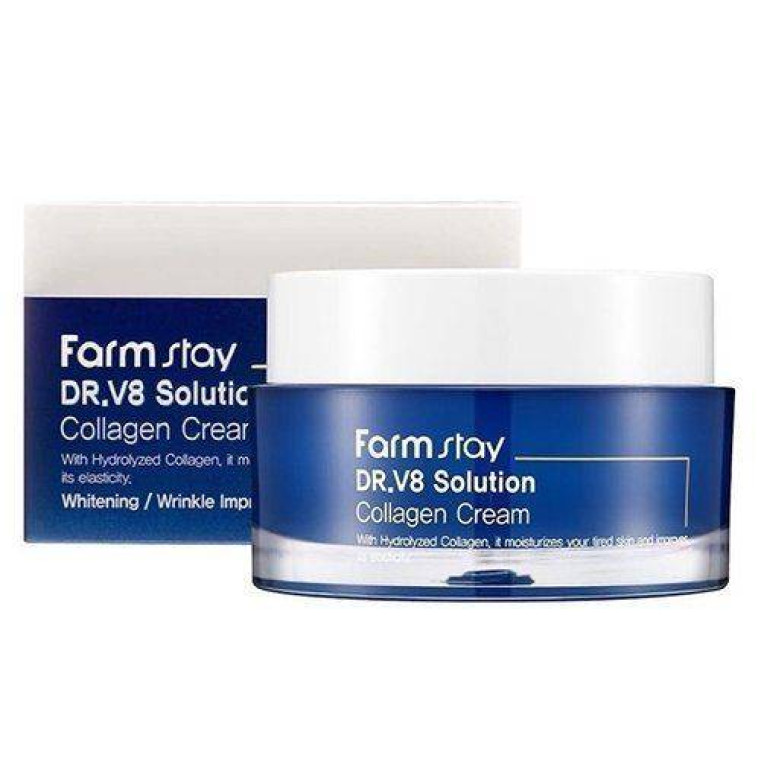 FarmStay DR-V8 Solution Collagen Cream Интенсивный крем с коллагеном