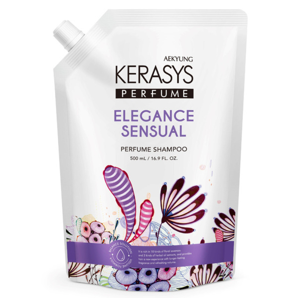 Kerasys Perfumed Line Elegance & Sensual Shampoo Парфюмированный шампунь для блеска, 500мл (запасной блок)