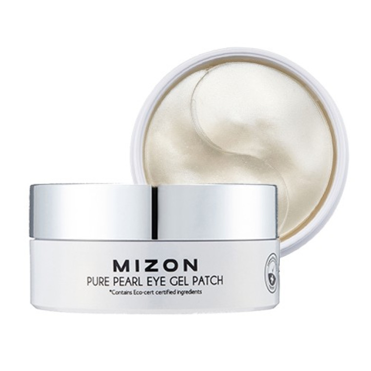 Mizon Pure Pearl Eye Gel Patch Гидрогелевые патчи для век с экстрактом белого жемчуга и комплексом белых цветов