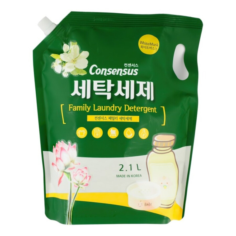 Consensus Liquid Laundry Detergent White Musk Жидкое средство для стирки для всей семьи с ароматом белого мускуса, 2.1л