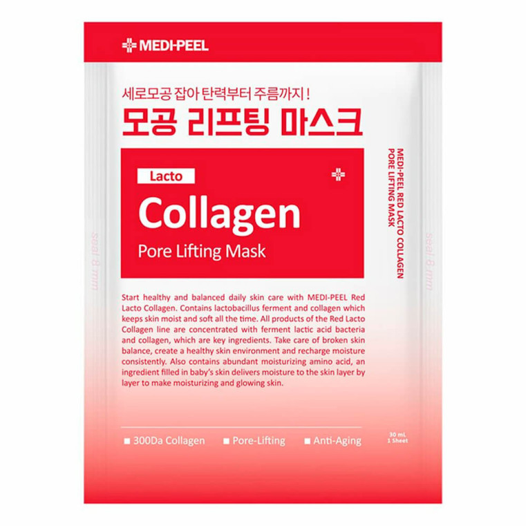 Medi-Peel Red Lacto Collagen Pore Lifting Mask Тканевая лифтинг-маска для сужения пор с коллагеном и лактобактериями