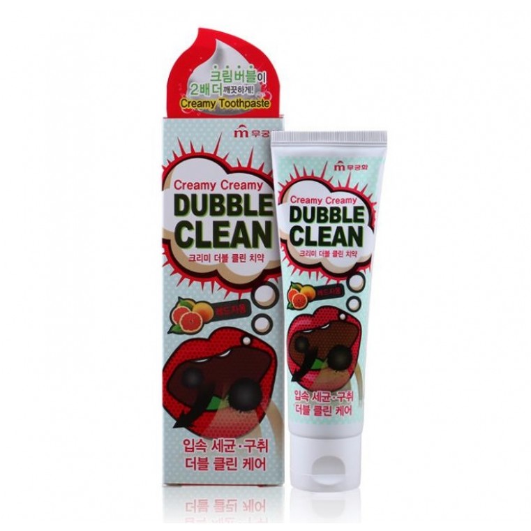 Mugunghwa Creamy Creamy Dubble Clean Кремовая зубная паста с очищающими пузырьками и экстрактом красного грейпфрута 
