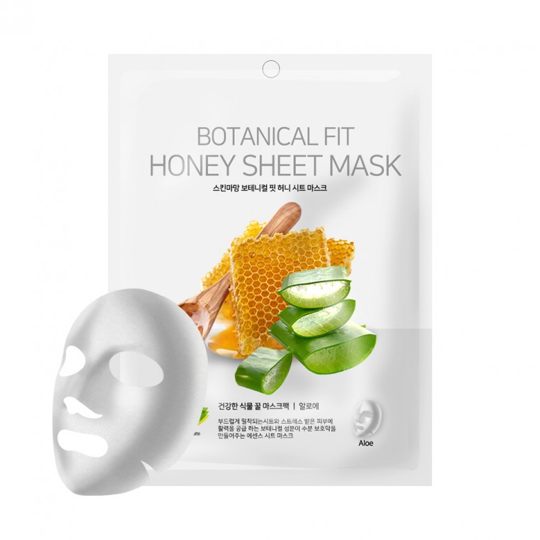 NO:hJ Skinmaman Botanical Fit Honey Sheet Mask Aloe Питательная, увлажняющая, успокаивающаямаска с мёдом и алоэ