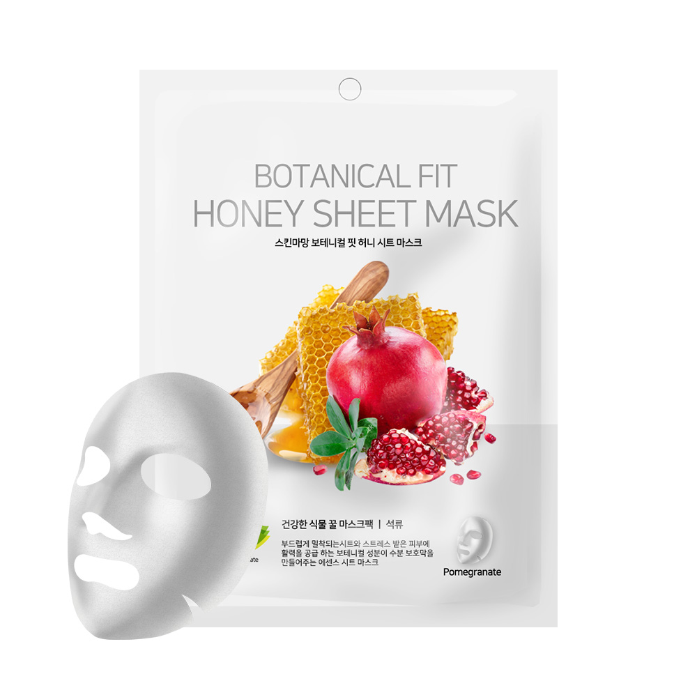 NO:hJ Skinmaman Botanical Fit Honey Sheet Mask Pomegranate Питательная, увлажняющая, омолаживающая маска с мёдом и гранатом
