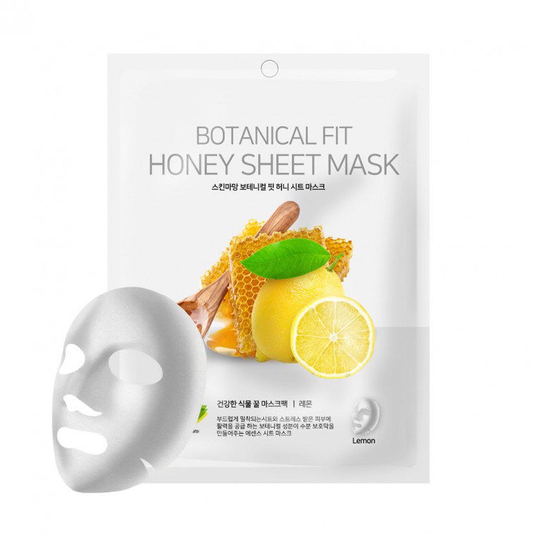 NO:hJ Skinmaman Botanical Fit Honey Sheet Mask Pack Lemon Питательная, увлажняющая, осветляющая маска с мёдом и лимоном