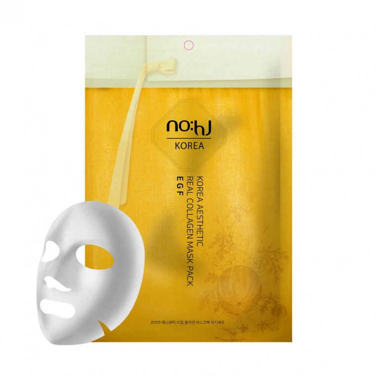 NO:hJ Korea Aesthetic Real Collagen Mask Pack EGF Антивозрастная, регенирирующая маска с коллагеном и EGF