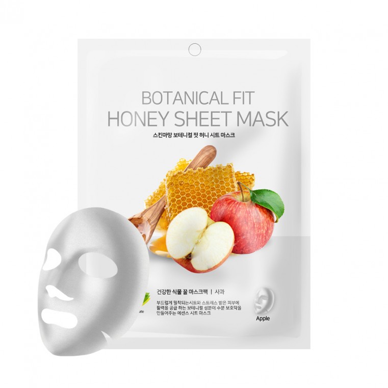 NO:hJ Skin Maman Botanical Fit Honey Sheet Mask Apple Питательная, увлажняющая, успокаивающая маска с мёдом и яблоком