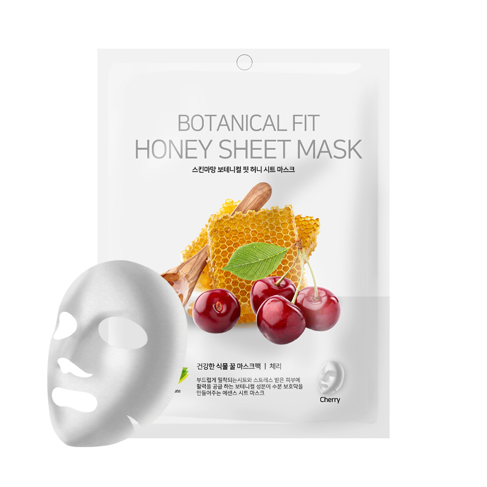 NO:HJ Skin Maman Botanical Fit Honey Sheet Mask Cherry Питательная, увлажняющая, осветляющая маска с мёдом и вишней