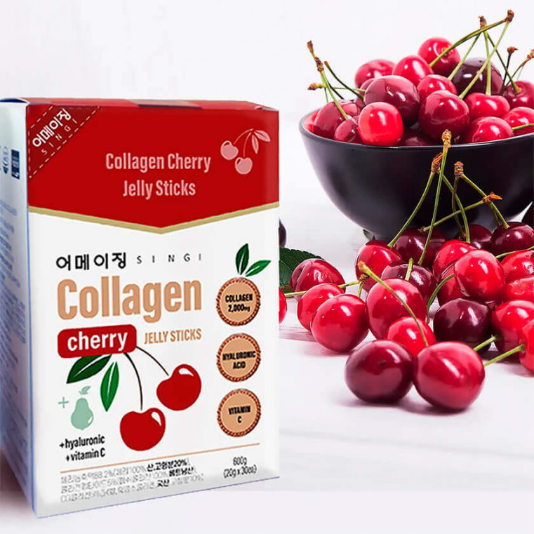Singi Collagen Cherry Jelly Sticks Коллагеновое желе с вишней и витамином C