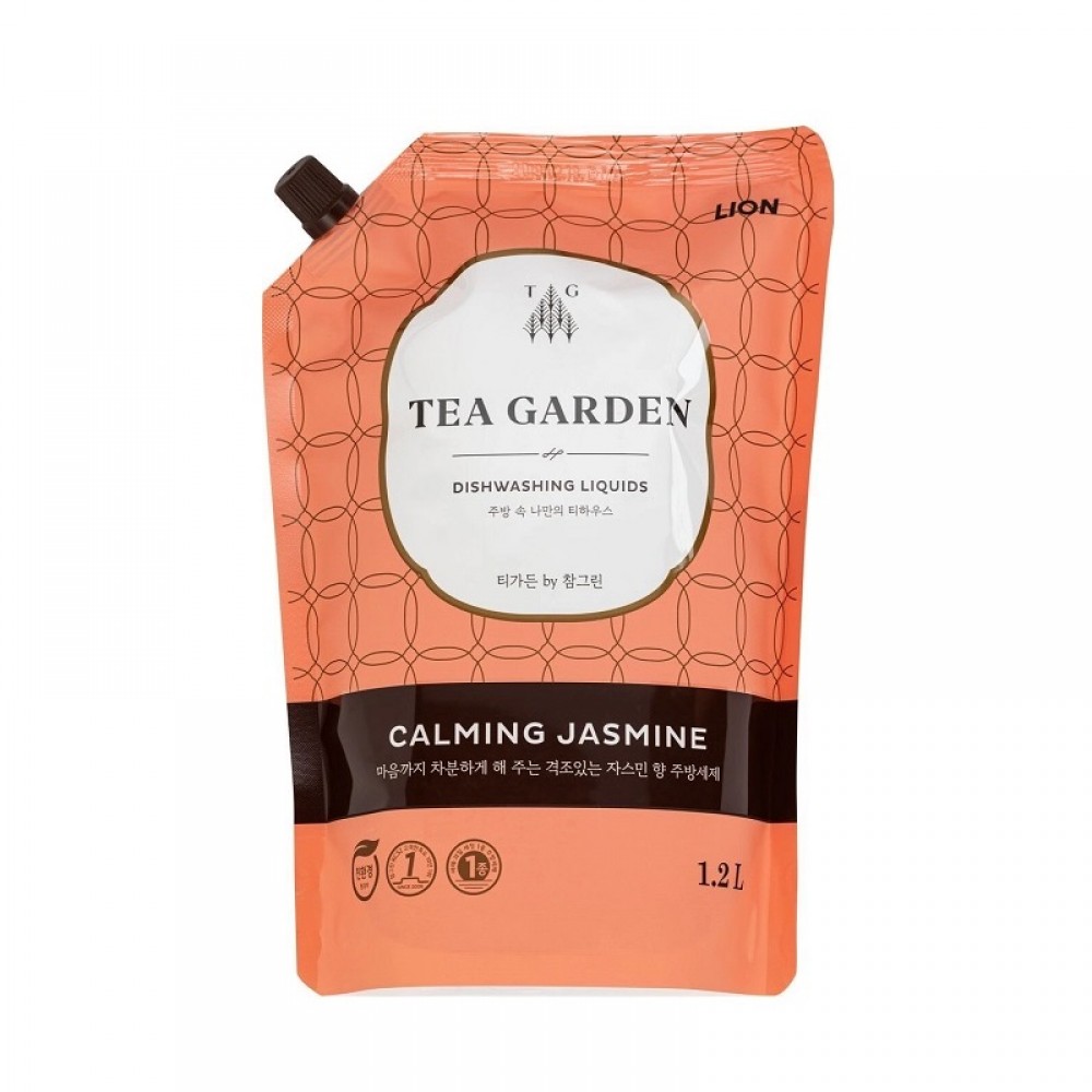 CJ Lion Chamgreen Tea Garden Dishwashing Liquids Calming Jasmine Средство для мытья посуды Успокаивающий жасмин, мягкая упаковка 1,2л