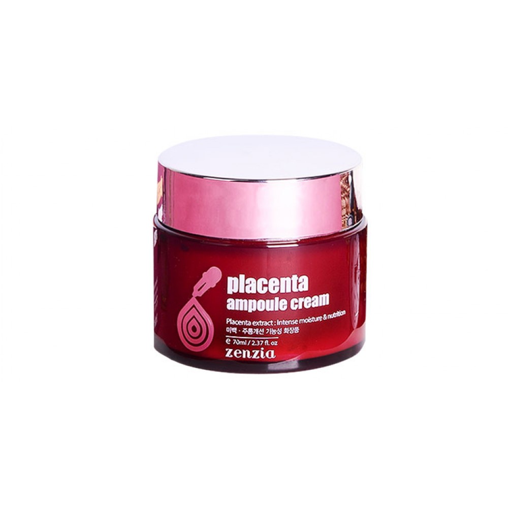 Jigott Zenzia Placenta Ampoule Cream Ампульный крем для увлажнения и повышения упругости лица с экстрактом плаценты