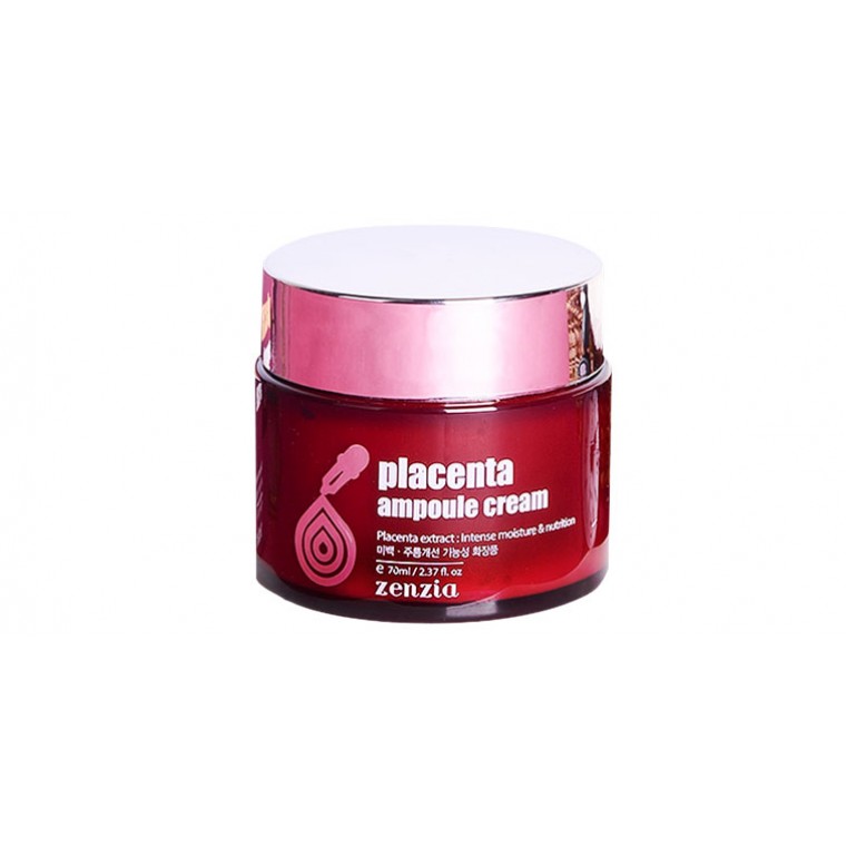 Jigott Zenzia Placenta Ampoule Cream Ампульный крем для увлажнения и повышения упругости лица с экстрактом плаценты
