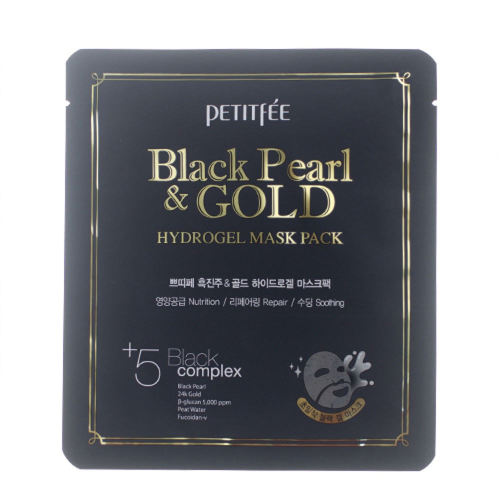 Petitfee Black Pearl & Gold Hydrogel Mask Pack Гидрогелевая маска для лица с черным жемчугом