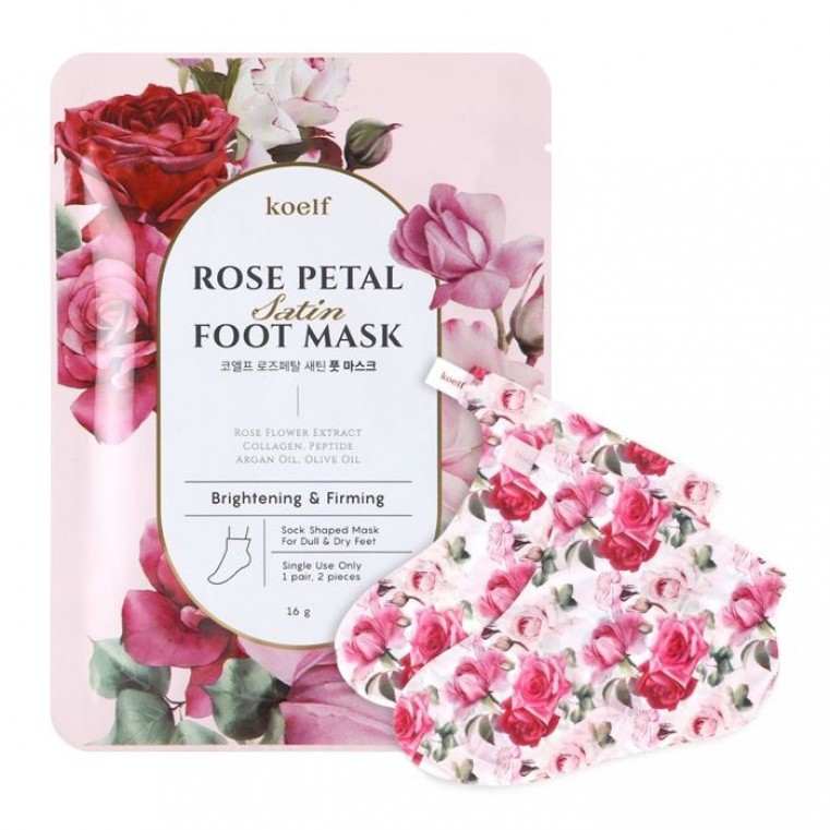 KOELF Rose Petal Satin Foot Mask Маска-носочки для ног с экстрактом розы