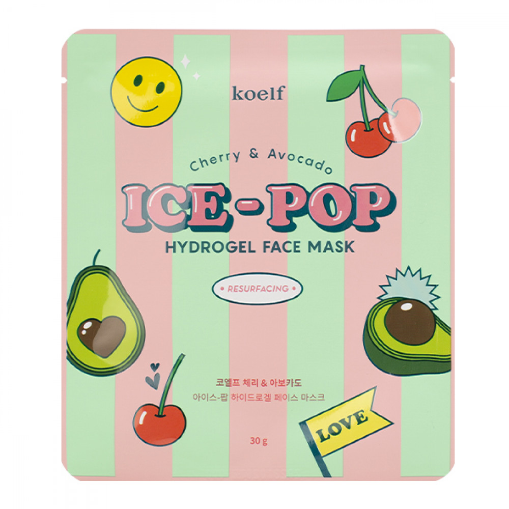 KOELF Cherry & Avocado Ice-Pop Hydrogel Face Mask Гидрогелевая маска для лица с вишней и авокадо