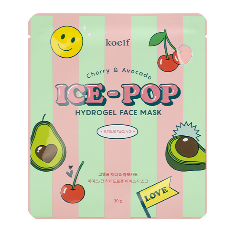 KOELF Cherry & Avocado Ice-Pop Hydrogel Face Mask Гидрогелевая маска для лица с вишней и авокадо 