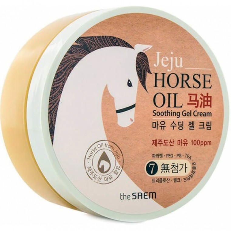 Кремовый гель. Jeju Horse Oil Soothing Gel Cream. Крем для лица the Saem Jeju Horse. Крем Horse Oil для тела. Крем для тела с лошадиным жиром.