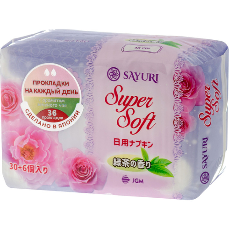 Sayuri Super soft Прокладки ежедневные гигиенические с ароматом зеленого чая 15см