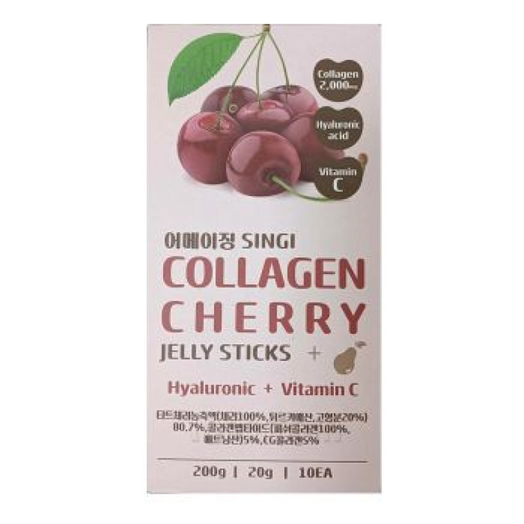 Singi Collagen Cherry Jelly Sticks Коллагеновое желе с вишней и витамином C, 10шт