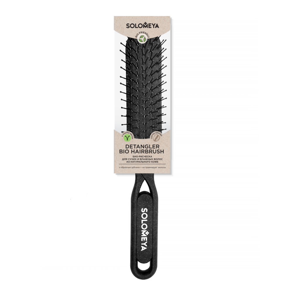 Solomeya Detangler Bio Hairbrush for Wet & Dry Hair Coffee Materia Расческа био для распутывания сухих и влажных волос ИЗ НАТУРАЛЬНОГО КОФЕ