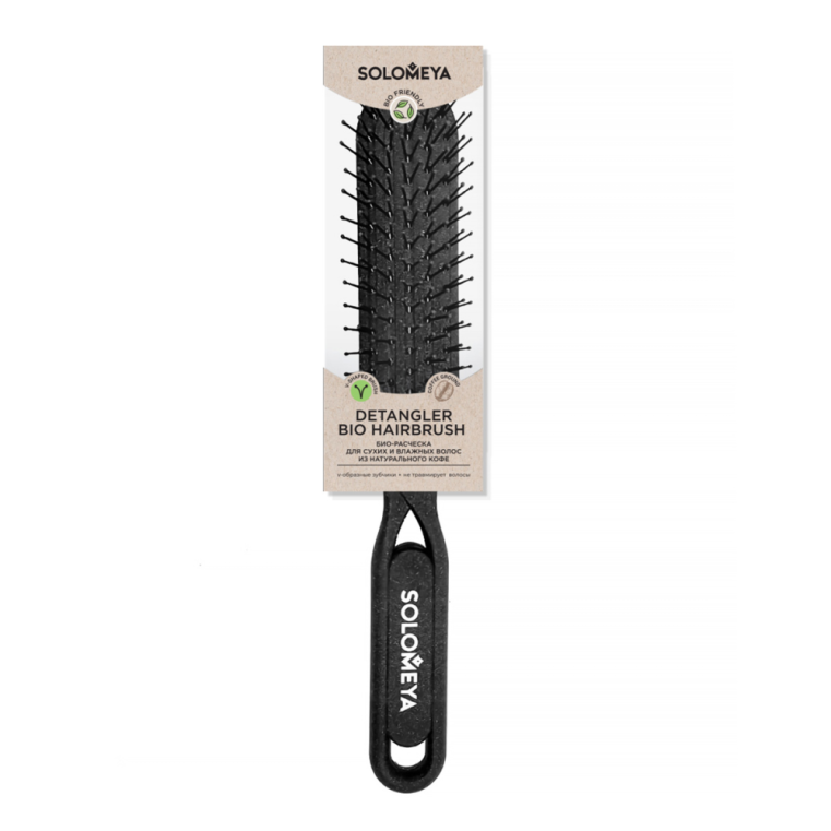 Solomeya Detangler Bio Hairbrush for Wet & Dry Hair Coffee Materia Расческа био для распутывания сухих и влажных волос ИЗ НАТУРАЛЬНОГО КОФЕ