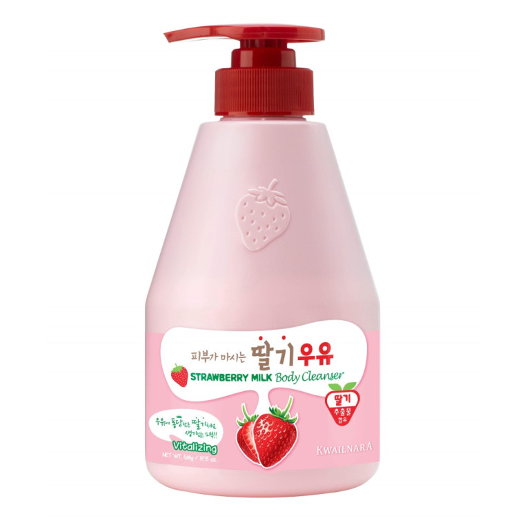 Welcos Kwailnara Strawberry Milk Body Cleanser Гель для душа витализирующий «Клубничное молоко»